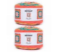 Bernat Blanket Granny Square Throwback Yarn - 2 Pack of 240g / 8.5oz - 100% Polyester - #6 Super Bulky - 178Yards - Knitting/Crochet