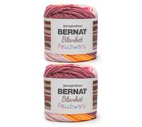 Bernat Blanket Patchwork Cherry Twist Yarn - 2 Pack of 300g / 10.5oz - 100% Polyester - #6 Super Bulky - 220Yards - Knitting/Crochet