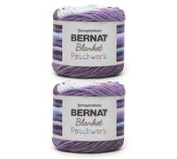 Bernat Blanket Patchwork Purple POP Yarn - 2 Pack of 300g/10.5 oz - 100% Polyester - #6 Super Bulky - 220 Yards - Knitting/Crochet