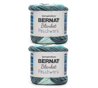Bernat Blanket Patchwork Teal Dream Yarn - 2 Pack of 300g / 10.5oz - 100% Polyester - #6 Super Bulky - 220Yards - Knitting/Crochet