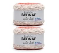 Bernat Blanket Perfect Phasing Crimson Cake Yarn - 2 Pack of 10.56oz/299.37g - 100% Polyester - #6 Super Bulky - 220 Yards for Knitting, Crocheting, Crafts & Amigurumi, Chunky Chenille Yarn