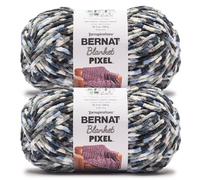 Bernat Blanket Pixel Out at Sea Yarn - 2 Pack of 300g/10.5oz - 100% Polyester - #6 Super Bulky - 191 Yards - Knitting/Crochet