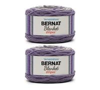 Bernat Blanket Stripes Eggplant Yarn - 2 Pack of 300g/10.5oz - Polyester - 6 Super Bulky - 220 Yards - Knitting, Crocheting & Crafts, Chunky Chenille Yarn