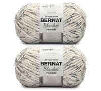 Bernat Blanket Tweeds Ivory Tweed Yarn - 2 Pack of 10.5oz/300g - Polyester - #6 Super Bulky - 220 Yards - Knitting, Crocheting, Crafts & Amigurumi, Chunky Chenille Yarn
