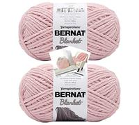 Bernat Blanket Yarn - Big Ball (10.5 oz) - 2 Pack with Pattern Cards in Color (Tan Pink)