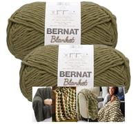 Bernat Blanket Yarn - Big Ball (10.5 oz) - 2 Pack with Pattern (Olive)