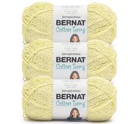 Bernat Cotton Terry Celery Yarn - 3 Pack of 120 g / 4.2 oz - 47% Cotton 32% Acrylic 21% Nylon - #4 Worsted (Medium) - 209m /229Yards - for Knitting, Crochet and Amigurumi