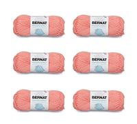 Bernat Handicrafter Cotton Coral Rose Yarn - 6 Pack of 50g/1.75oz - Cotton - 4 Medium (Worsted) - 80 Yards - Knitting/Crochet