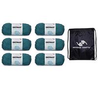 Bernat Knitting Yarn Handicrafter Cotton Solids Teal 6-Skein (Same Dyelot) 162101-1745 Bundle with 1 Artsiga Crafts Project Bag