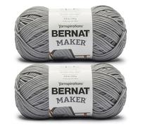 Bernat Maker Gray Yarn - 2 Pack of 250g/8.8oz - 72% Cotton 28% Nylon - #5 Bulky - 290m/317Yards - for Knitting, Crochet and Amigurumi