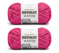 Bernat Maker Pink Yarn - 2 Pack of 250 g / 8.8 oz - 75% Cotton 25% Nylon - #5 Bulky - 290m /317Yards - for Knitting, Crochet and Amigurumi