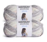 Bernat Maker Splash Concrete Yarn - 2 Pack of 250 g / 8.8 oz - 75% Cotton 25% Nylon - #5 Bulky - 279m /305Yards - for Knitting, Crochet and Amigurumi