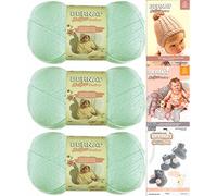 Bernat Softee Baby Yarn 3 Pack Bundle Includes 3 Patterns DK Light Worsted #3 (Mint)