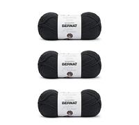 Bernat Softee Cotton Black Yarn - 3 Pack of 120g/4.25oz - Nylon - 3 DK (Light) - 254 Yards - Knitting/Crochet