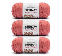 Bernat Super Value Farmhouse Red Yarn - 3 Pack of 7oz/197g - 100% Acrylic - #4 Worsted (Medium) 440 Yards - Knitting/Crochet
