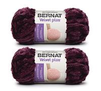 Bernat Velvet Plus Burgundy Plum Yarn - 2 Pack of 300g/10.5oz - Polyester - 6 Super Bulky - Knitting/Crochet