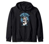 Bernedoodle Boy Cute Cartoon for Dog Owners Pet Bernedoodle Zip Hoodie