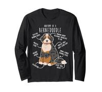 Bernedoodle Dog Anatomy, Black Merle Tri Cute Funny Pet Mom Long Sleeve T-Shirt