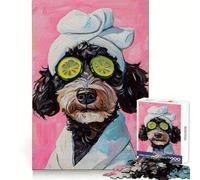 Bernedoodle Dog Spa Day Jigsaw Puzzles 1000 Piece for Adults Intellectual Fun Calm Distraction Sharp Cut Thoughtful Gift (50x75cm)