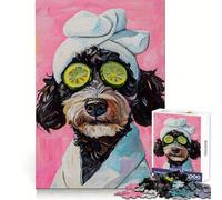 Bernedoodle Dog Spa Day Jigsaw Puzzles for Adults1000 Pieces Brain Stimulation Mind Calming Fun Premium Cut Lovely Gift (38x52cm)