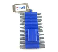 Berner Professional Bit Set with Belt Clip and 20 Bits Cross Slot Hexagon Socket Torx Flexible Bit Set