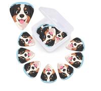 Bernese Dog Hearts Guitar Picks 12 Pack with Organizer Box, 0.46 0.71 0.96 mm Includes Thin Medium Heavy Thickness,Abstract Guitar Pick Plectrums for Electric Guitar Ukulele Bass