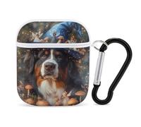 Bernese Dog In A Fairy Forests Case Cover Compatible with AirPods 1&2 Protective PC Shell Carrying Case with Keychain