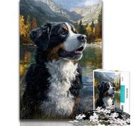 Bernese Mountain Dog 1000 Pieces Jigsaw Puzzle for Adults& Teens,Toys Educational Games Stress Relieving Wishlist with Santa Claus (38x26cm)