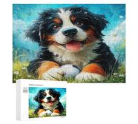 Bernese Mountain Dog 300 Piece Jigsaw Puzzles Suitable Adults Kids Cute Dog Pet Jigsaws Bedroom Accent Decor Stress Relief Challenge Perfect Holiday Present 300 PCS