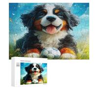 Bernese Mountain Dog 300Pc Jigsaw Puzzles All Ages Cute Dog Pet Jigsaws Festive Gift Idea Family Bonding Activity Whimsical Design Stress Relief Home Decor 300 PCS