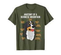 Bernese Mountain Dog Anatomy Dog Lover T-Shirt, Men, Olive Green, Medium