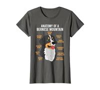 Bernese Mountain Dog Anatomy Dog Lover T-Shirt, Women, Asphalt Grey, Medium