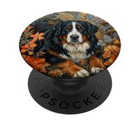 Bernese Mountain Dog Berner Oberland Floral Art PopSockets Adhesive PopGrip