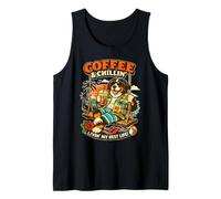 Bernese Mountain Dog Drinking ice Coffee on a Swing DIGOR Tank Top