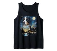 Bernese Mountain Dog Howling to The Moon Meme Funny 90's Dog Tank Top