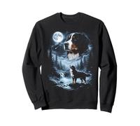 Bernese Mountain Dog Howling to the Moon Retro 90's Berner Sweatshirt