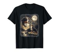 Bernese Mountain Dog Howling to The Moon Vintage 90s T-Shirt