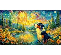 Bernese-Mountain-Dog-in-Rainbow-Waters 1000 Pieces Recycled Paper Jigsaw Puzzle Impossible Hard Difficult Educational Games Great Gift Idea for Adults and Kids Age 12 Years Up 70x50/1000pcs