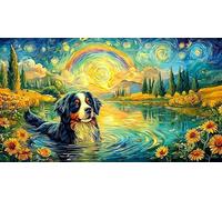 Bernese-Mountain-Dog-in-Rainbow-Waters Recycled Paper Adult Jigsaws 1000 Pieces Fun and Challenging Family Game Educational Games for Adults and Kids Age 12 Years Up 38x52/1000pcs