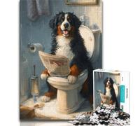Bernese Mountain Dog in The Toilet Adult Jigsaws 1000 Pieces Difficult,Learning Educational Toys Family Games Gifts for Friends And Family (50x75cm)