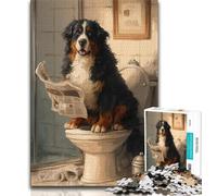 Bernese Mountain Dog in The Toilet Puzzles for Teenagers 1000 Pieces,Staycation Kill Time Every Piece Is Unique - Challenging Family Fun Game 38x26cm
