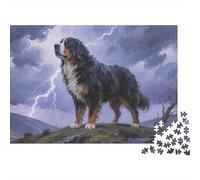 Bernese Mountain Dog Jigsaw 1000 Pieces Challenge Toy for Adults,Thunderstorm Mountains Impossible Jigsaw Puzzles 1000 Pieces Educational Game Home Decoration 1000pcs (75x50cm)