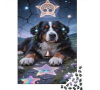 Bernese Mountain Dog Jigsaw Puzzles Puzzle for Adults Kids. 1000 Piece Mystical Setting Whimsical Challenge Toy Educational Game Home Decoration for Educational Games Gifts 1000pcs (75x50cm)