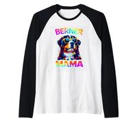 Bernese Mountain Dog Mama Pop Art Cool Dog Mom Sunglasses Raglan Baseball Tee