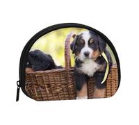 Bernese Mountain Dog Puppies, Women's Storage Bag Shell Makeup Bag Small Coin Purse Shell Change Pouch