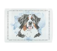 Bernese Mountain Dog Rectangular Glass Worktop Protector - Life's Better with a Dog Gift - Large Textured Kitchen Cutting Board Worktop Saver with Non-Slip Feet 39cm x 28.5cm (15" x 11")