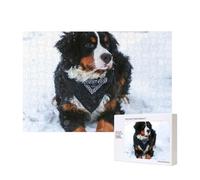 Bernese Mountain Dog Snowfall,300 Pieces Wooden Jigsaw Family Game Jigsaw Puzzles for Adults Teens Home Decor