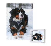 Bernese Mountain Dog Snowfall,500 Pieces Wooden Jigsaw Family Game Jigsaw Puzzles for Adults Teens