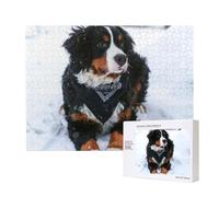Bernese Mountain Dog Snowfall,500 Pieces Wooden Jigsaw Family Game Jigsaw Puzzles for Adults Teens Home Decor