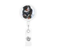 Bernese Mountain Dog Snowfall, Retractable Badge Holder,Badge Reels Holder with ID Clip Alligator Clip